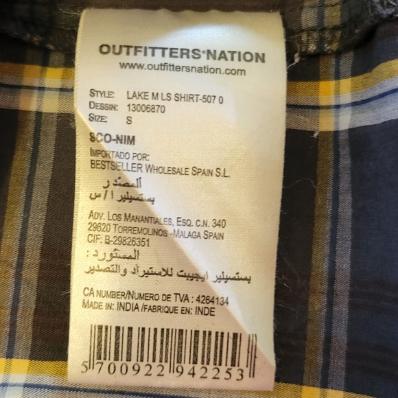 Outfitters Nation gray plaid denim quality long sleeve snap button down shirt. S - Picture 8 of 9